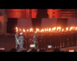 Students at Indian Navy's Beating Retreat & Tattoo show held at the Gateway of India